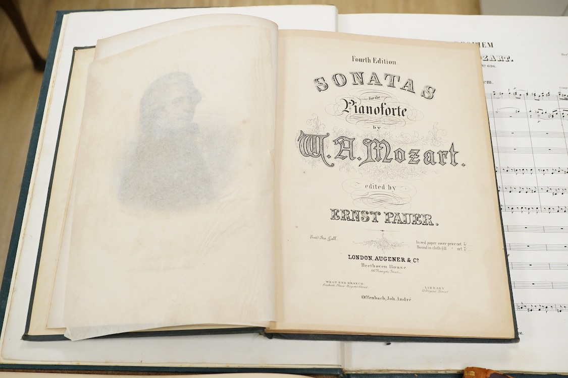 Mozart interest, four leather bound vols, Publ by Mannheim to include Mozart Sonatas